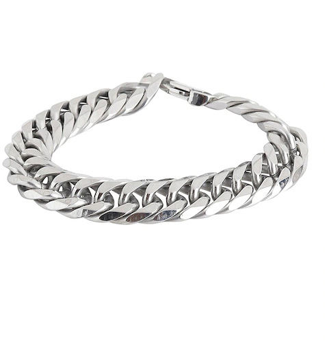 Men Silver-Toned Stainless Steel Link Bracelet 14 mm